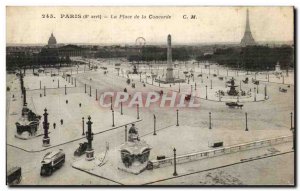 Old Postcard Paris Place de la Concorde Eiffel Tower