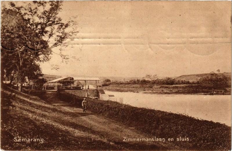 CPA AK INDONESIA DUTCH INDIES - Semarang - Zimmermanslaan en sluis (a1604)