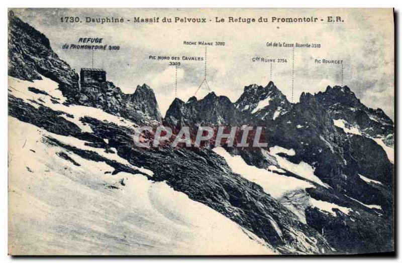 Old Postcard Mountain Massif du Pelvoux refuge of the promontory