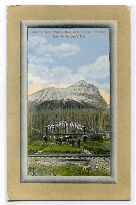 The Great Divide Rocky Mountains Canada 1910c postcard