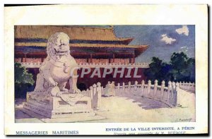 Old Postcard Boat couriers Maritimes Entrance of the Forbidden City in Beijin...