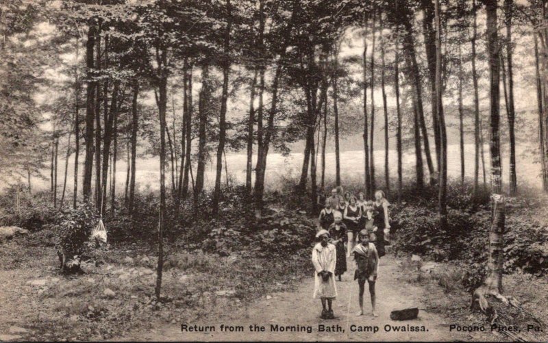 Pennsylvania Pocono Pines Camp Owaissa Returning From The Morning Bath Albertype