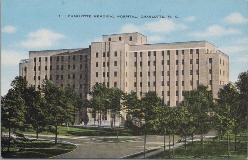 Postcard Charlotte Memorial Hospital Charlotte NC