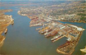 Vintage Postcard; Birdseye View Ingalls Shipyard, Pascagoula MS Jackson County