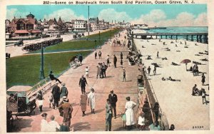 Vintage Postcard Scene Boardwalk From South End Pavilion Ocean Grove New Jersey