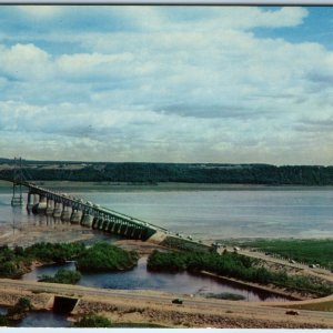 c1950s Quebec Canada Island of Orleans Bridge Busy Hwy Car Emile Kirouac PC A233