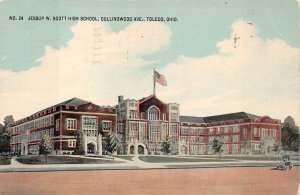 JESSUP W. SCOTT HIGH SCHOOL COLLINGWOOD AVE TOLEDO PUT-IN-BAY OHIO POSTCARD 1913