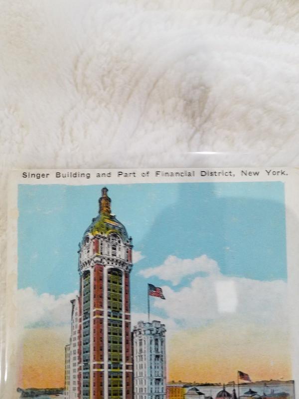 Antique Postcard entitled, Singer Building and Part of the Financial District