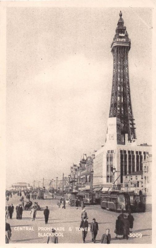 BLACKPOOL UK CENTRAL PROMENADE~TOWER~TROLLEY REGENT FINE ART 5009 PHOTO POSTCARD