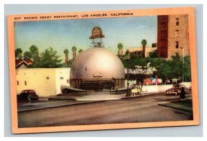 Vintage 1930's Postcard Brown Derby Restaurant Los Angeles California