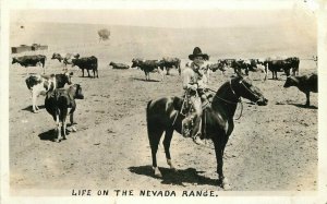 1920s Cowboy Life in Nevada Range RPPC Photo Postcard 20-2