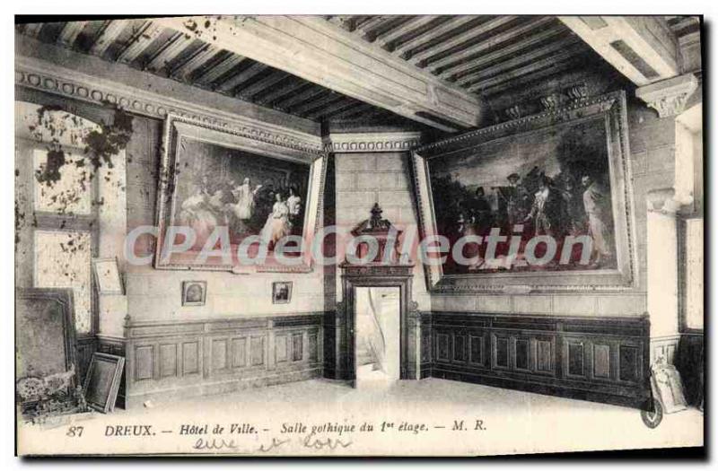 Old Postcard Dreux Hotel De Ville Gothic Room