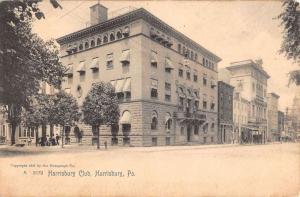 Harrisburg Pennsylvania Club Historic Bldg Street View Antique Postcard K42968