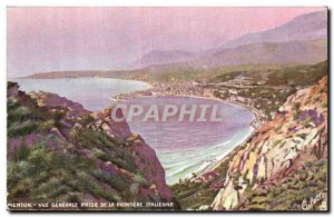 Menton - Vue Generale taken from the Italian border - Old Postcard