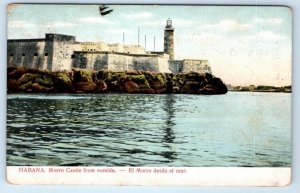 Havana Morro Castle from outside CUBA 1908 Postcard