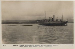 Whaler Ramna Ship Stranded German Military Battle Cruiser Moltke RPC Postcard