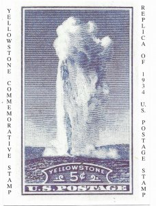 A Yellowstone National Park Commemorative 5 Cent Stamp History Postcard 4 by 6