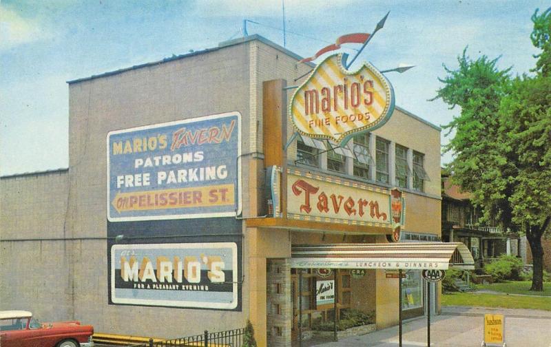 Pelissier Street Windsor Ontario Canada Mario's Tavern Postcard