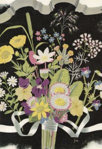London Flowers 1930s Transport Travel Painting Poster Postcard
