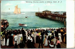 Watching Passing Yachts at Asbury Park NJ Undivided Back Vintage Postcard R15