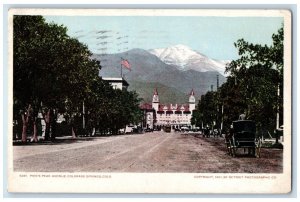 Colorado Springs Colorado Postcard Pikes Peak Avenue Horse Carriage 1907 Vintage