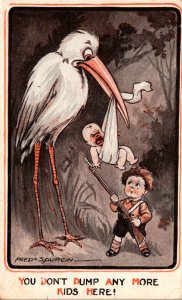 Birth Stork Delivering Baby Young Boy With Gun You Don't Dump Any More K...