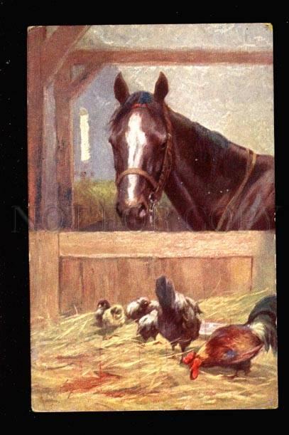 3032081 HORSE in Stable w/ ROOSTER. Vintage B.K.W.I.