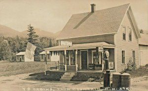 Twin Mountain NH  T.D. Cabins Gas Pump Store & Lunch Room Real Photo Postcard