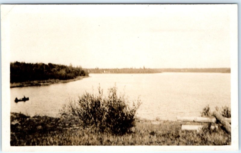 c1950s Brainerd, MN? RPPC Hartley Lake Boating Fishing Scenic Real Photo PC A131