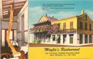 Alphonse 1940s Maylie's Restaurant roadside New Orleans Louisiana postcard 8053