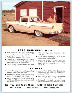 Advertising 1957 FORD RANCHERO Farm Scene ~ 5½x7½ Original Unfolded Postcard
