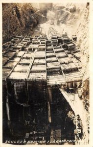 RPPC BOULDER DAM, NV Upstream Face Construction Hoover c1930s Vintage Postcard
