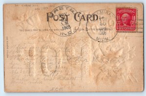 1908 To My Dear Pop Floral Letters Flowers DPO (1882-1918) Crete IN Postcard