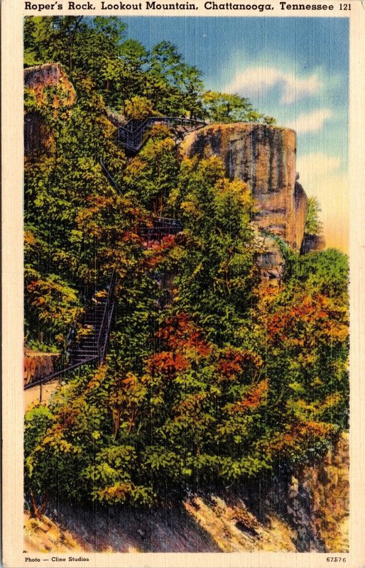 Ropers Rock Lookout Mountain Chattanooga TN Tennessee Postcard PM Stuart VA VTG