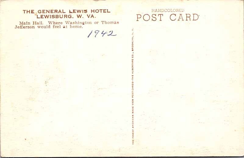 Postcard HOTEL SCENE Lewisburg West Virginia WV AO4978