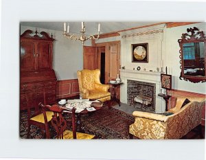 Postcard Wells-Thorn House Parlor, Deerfield, Massachusetts