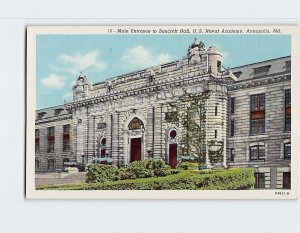 Postcard Main Entrance to Bancroft Hall U. S. Naval Academy Annapolis MD USA