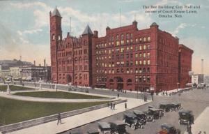 Nebraska Omaha The Bee Building City Hall and Corner Of Court House Lawn 1922