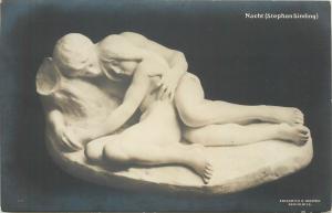 Early art postcard nudes in sculpture  Nacht  Night by Stephan Sinding