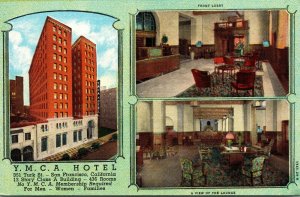 Vtg YMCA Hotel Building Turk Street San Francisco California CA Linen Postcard