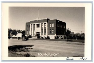 Round Up Montana MT Postcard Musselshell Court House 1951 Vintage RPPC Photo