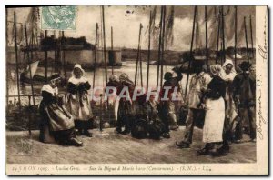 Old Postcard Salon 1905 Lucien Gros On Digue Marie low Concarneau Boat