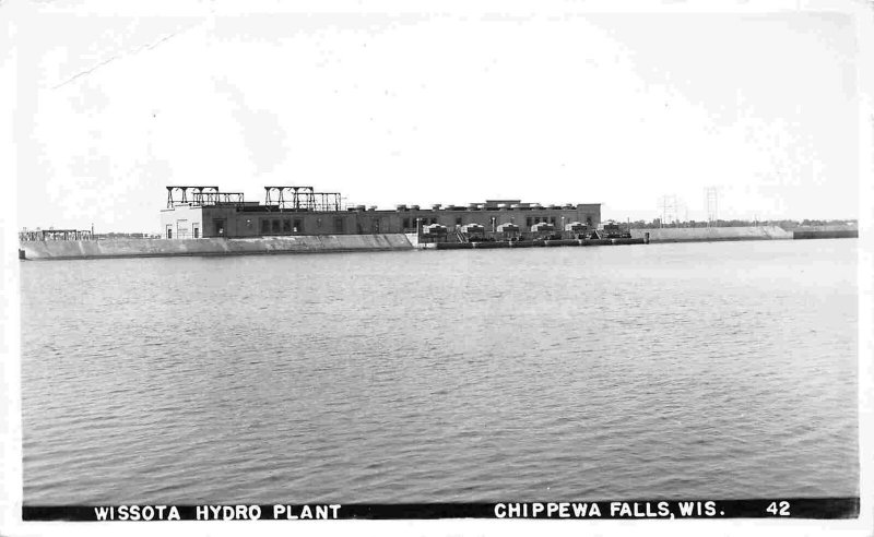 Wissota Hydro Electric Plant Chippewa Falls Wisconsin 1950s Real Photo postcard