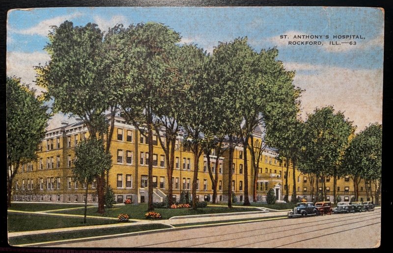 Vintage Postcard 1944 St. Anthony's Hospital, Rockford, Illinois (IL)