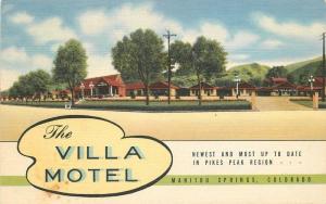 1940s Villa Motel roadside Manitou Springs Colorado Teich linen postcard 7456