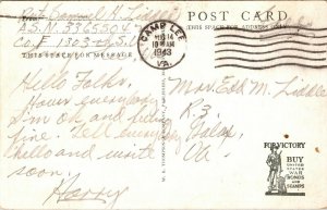 Camp Lee Virginia WWII 1940s Postcard  Barracks Room Bed VA