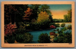 Postcard Clarence New York c1942 Greetings From Clarence Scenic View