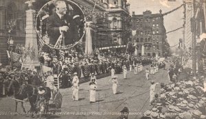 Vintage Postcard 1914 Industrial Parade Passing Reviewing Stand Baltimore MD