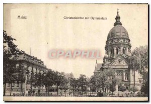 Old Postcard Mainz Christuskirche mit Gymnasium