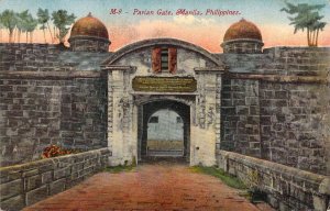 Early Chromo-litho Style, Parian Gate,  Manila, Philippines, Old Postcard